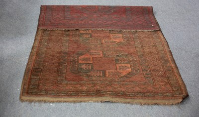 Lot 761 - A Turkoman rug with three geometric medallions...