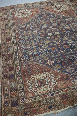 Lot 762 - A Hamadan rug with central blue ground,...