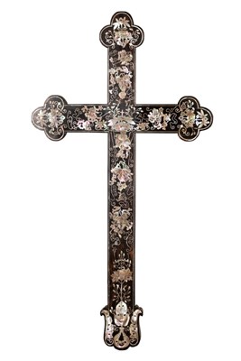 Lot 794 - An ebony and abalone inlaid cross, perhaps...