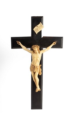 Lot 796 - A 19th Century Dieppe ivory crucifix, the...