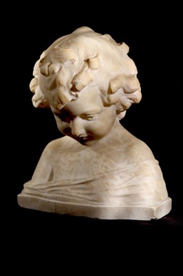 Lot 798 - An Italian alabaster bust of a child, 29cm high