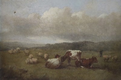 Lot 823 - Gerard Bilders/Cattle, Sheep and Herdsman in a...