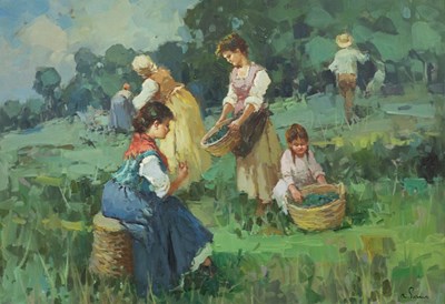 Lot 849 - Alfonso Sarno (20th Century)/Harvest Time/oil...