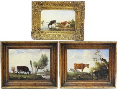 Lot 852 - William Luker/Cattle by a River/oil on board,...