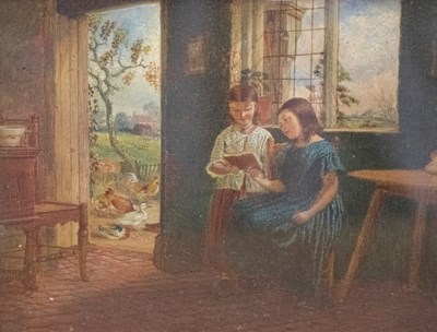 Lot 866 - Victorian School/Girls Reading by an Open...