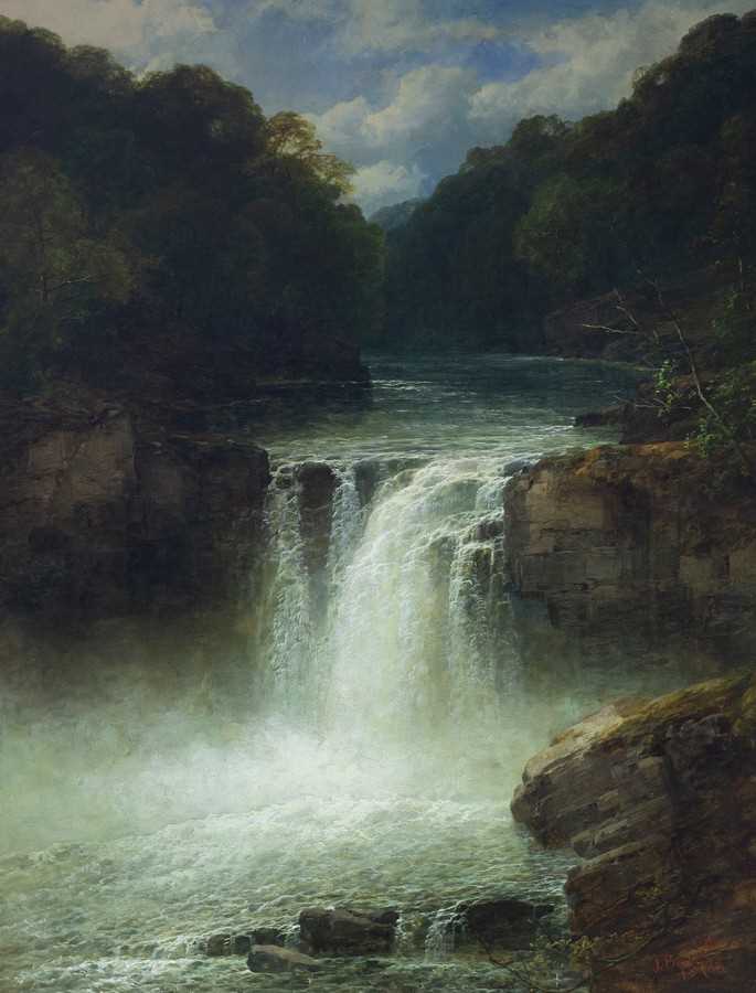 Lot 870 - John Brandon Smith (1848-1884)/Waterfall at...
