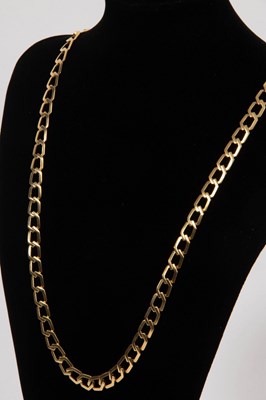 Lot 5 - An 18ct yellow gold necklace of flattened...