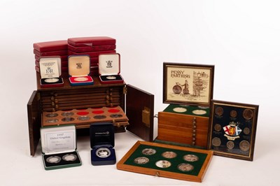Lot 72 - Two coin collector's cabinets and a variety of...