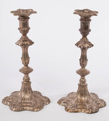 Lot 83 - A pair of Victorian silver candlesticks,...