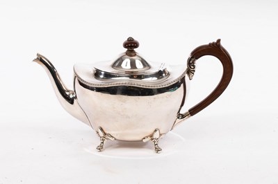 Lot 89 - A silver teapot, Birmingham 1941, of oval form...