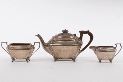 Lot 102 - A three-piece silver tea set, JD & S,...