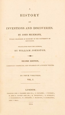 Lot 174 - Beckmann, Johann. A History of Inventions and...