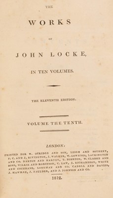 Lot 187 - Locke (J) Works of, 10 vols and 65 other...