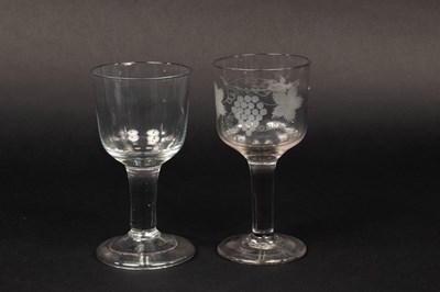 Lot 308 - An English plain stem wine goblet with bucket...