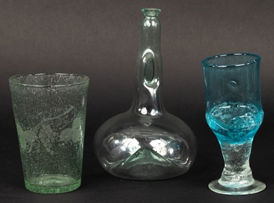 Lot 309 - A green soda glass carafe with pinched neck,...