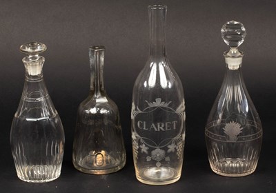 Lot 313 - An engraved glass carafe named for Claret in a...