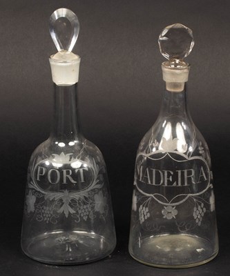 Lot 314 - Two English decanters of mallet form, circa...