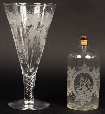 Lot 324 - A large glass etched with grapes and vines on...