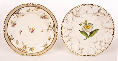 Lot 384 - Two Rockingham plates, one with central flower...