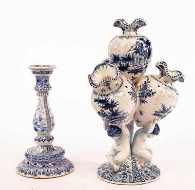 Lot 398 - A Continental faience pot pourri vase on...