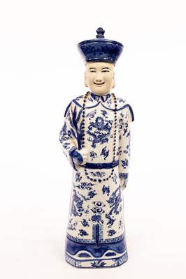 Lot 479 - A Chinese blue and white porcelain figure of a...