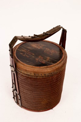 Lot 489 - A Japanese wicker basket with handle, 61cm...