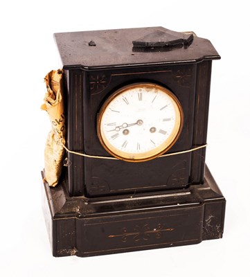 Lot 501 - A 19th Century black marble mantle clock by...