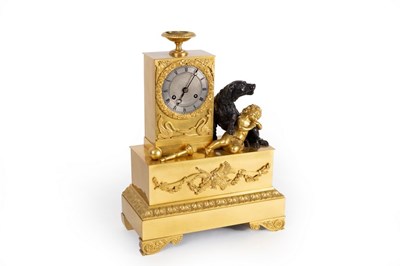 Lot 504 - A French gilt metal eight-day mantel clock,...