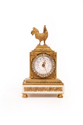 Lot 509 - A French mantel clock with cockerel surmount,...