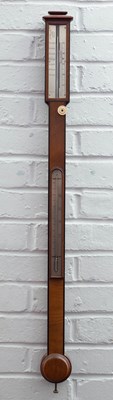 Lot 518 - A Georgian style mahogany stick barometer,...