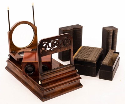 Lot 529 - A Victorian walnut cased stereoscopic viewer...