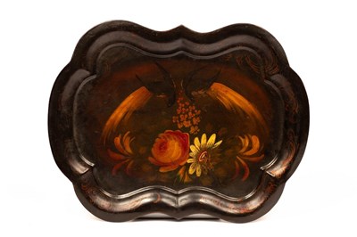 Lot 544 - A Pontypool tray of serpentine outline...