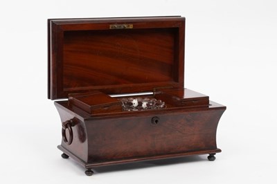 Lot 554 - A William IV mahogany sarcophagus-shaped tea...