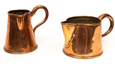 Lot 566 - A Georgian copper ale jug, 13cm high and a...