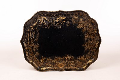 Lot 569 - A black lacquer tray, Clay, King St, Cov't...