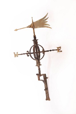 Lot 604 - A four point wrought iron weather vane and the...