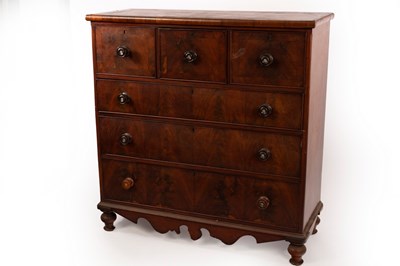 Lot 614 - A Victorian mahogany chest of drawers with...