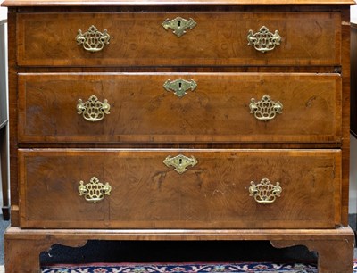 Lot 635 - A late 18th Century walnut chest of three long...