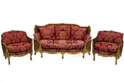 Lot 649 - An exceptionally fine gilt wood bergère suite...