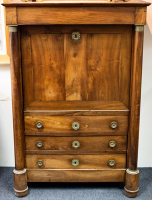 Lot 656 - A Regency mahogany escritoire with pillars to...