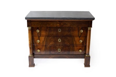 Lot 669 - An Empire marble top chest, fitted a frieze...