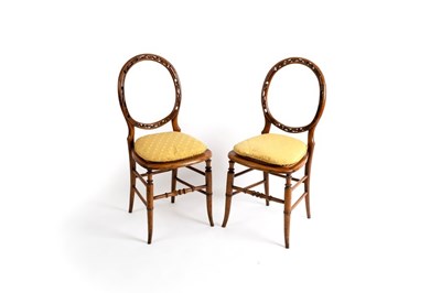 Lot 673 - A pair of Victorian beechwood chairs with...