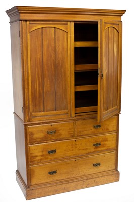 Lot 707 - A Maple & Co. linen press enclosed by panel...