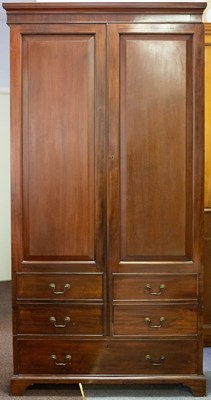 Lot 714 - A George III style mahogany wardrobe, the...