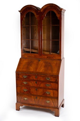 Lot 740 - An 18th Century style walnut bureau bookcase,...