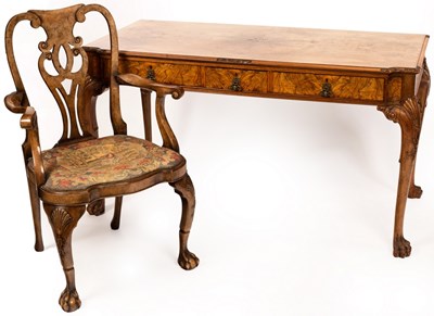 Lot 745 - A Queen Anne style writing table, 140cm wide...