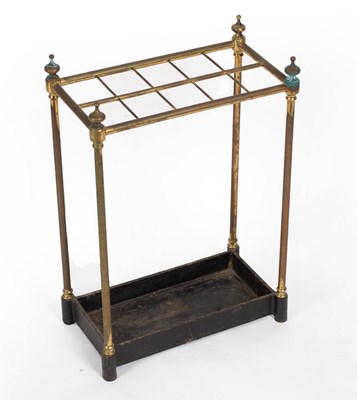 Lot 756 - A Victorian brass framed stick stand of ten...