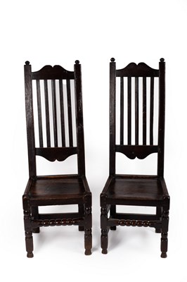 Lot 791 - A pair of 17th Century style high back chairs