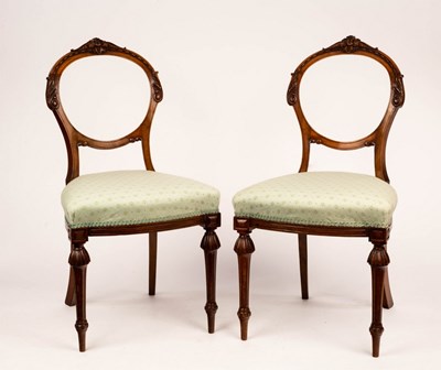 Lot 803 - A pair of Victorian balloon back chairs