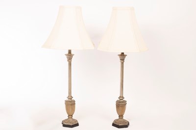 Lot 828 - A pair of Empire style table lamps with...